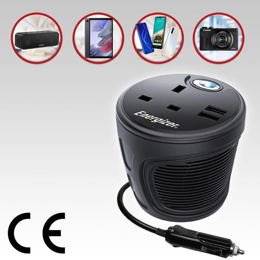 Energizer 120 Watt Power Inverter 12V to 240V, Modified Sine Wave Car Inverter, Dual USB Outlets & 240 Volts UK/British AC Outlet, Charge Your Tablet, Iphone, Ipad, Laptop, & ETC SGS CE Approved
