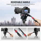 Video Tripod Fluid Head with Quick Release Plate, Telescopic Handle & Panorama Scaled Base (⌀55mm), Max Load 13.2lb/6kg, Heavy Duty for DSLR Video Cameras, GM001