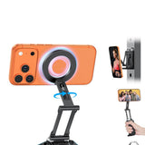 Aluminum Magnetic Phone Tripod — 360° Rotating for MagSafe Tripod Mount, Ultralight 158g Portable, Fits Gym, Vlog, Airplane & Travel Gadgets, For iPhone 17/16/15/14 Pro Max Air, etc, Black