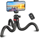 Phone Tripod, Flexible Tabletop & Travel Tripods with Wireless Remote, 360° Rotating Portable Camera Binocular Tripod Adapters Stand for Cellphones & Sports Camera, Ideal for Video Recording
