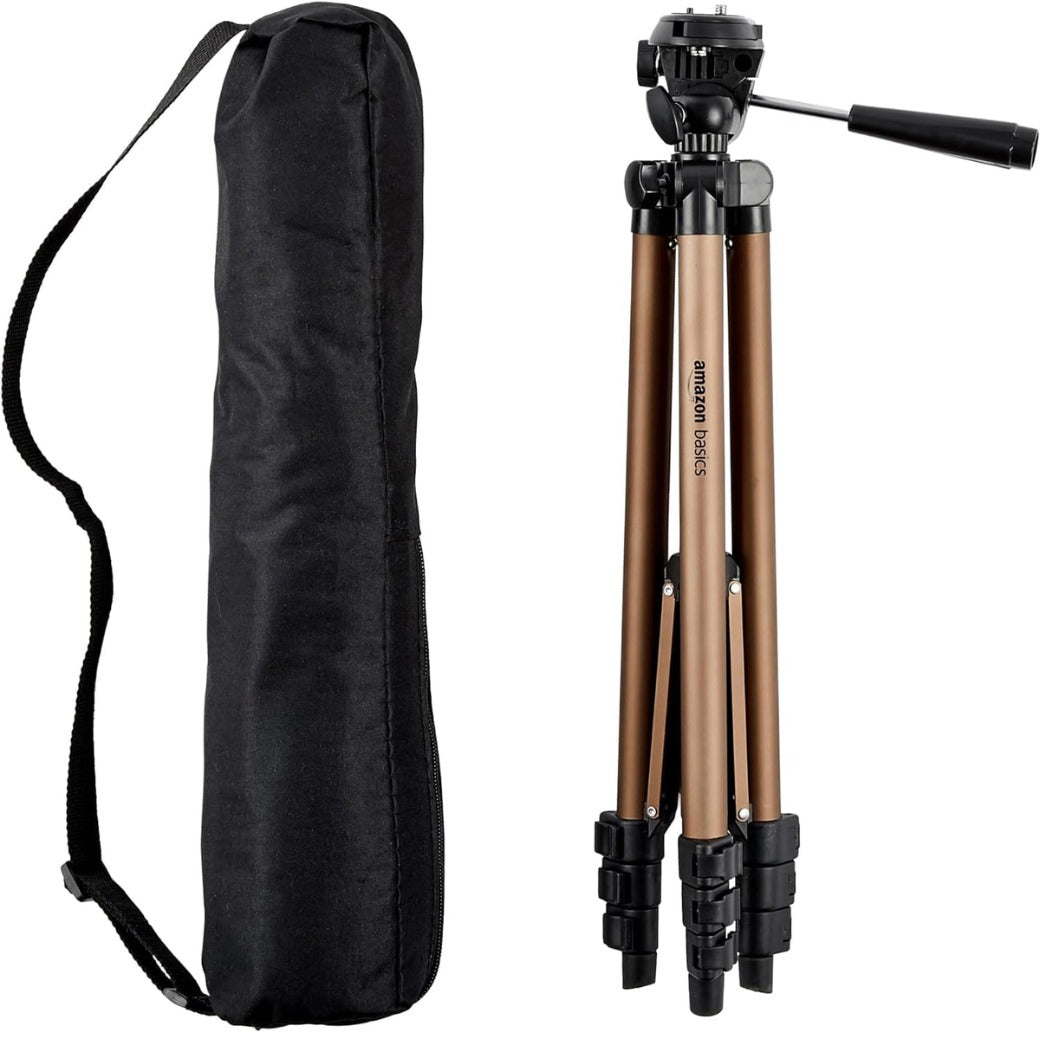 Amazon Basics 127 cm (50 Inch) Lightweight Tripod with Bag, Champagne