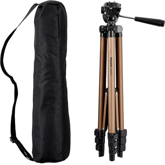 Amazon Basics 127 cm (50 Inch) Lightweight Tripod with Bag, Champagne
