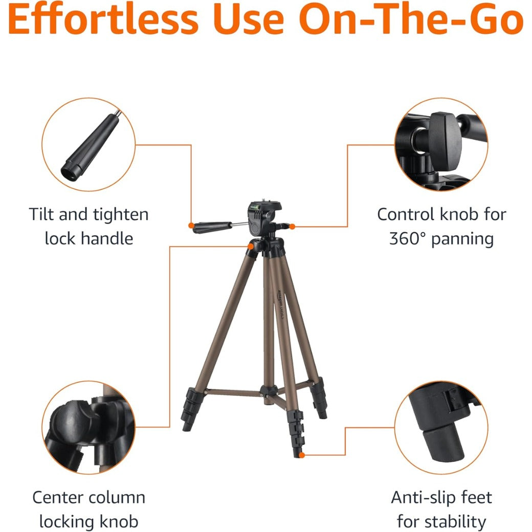 Amazon Basics 127 cm (50 Inch) Lightweight Tripod with Bag, Champagne