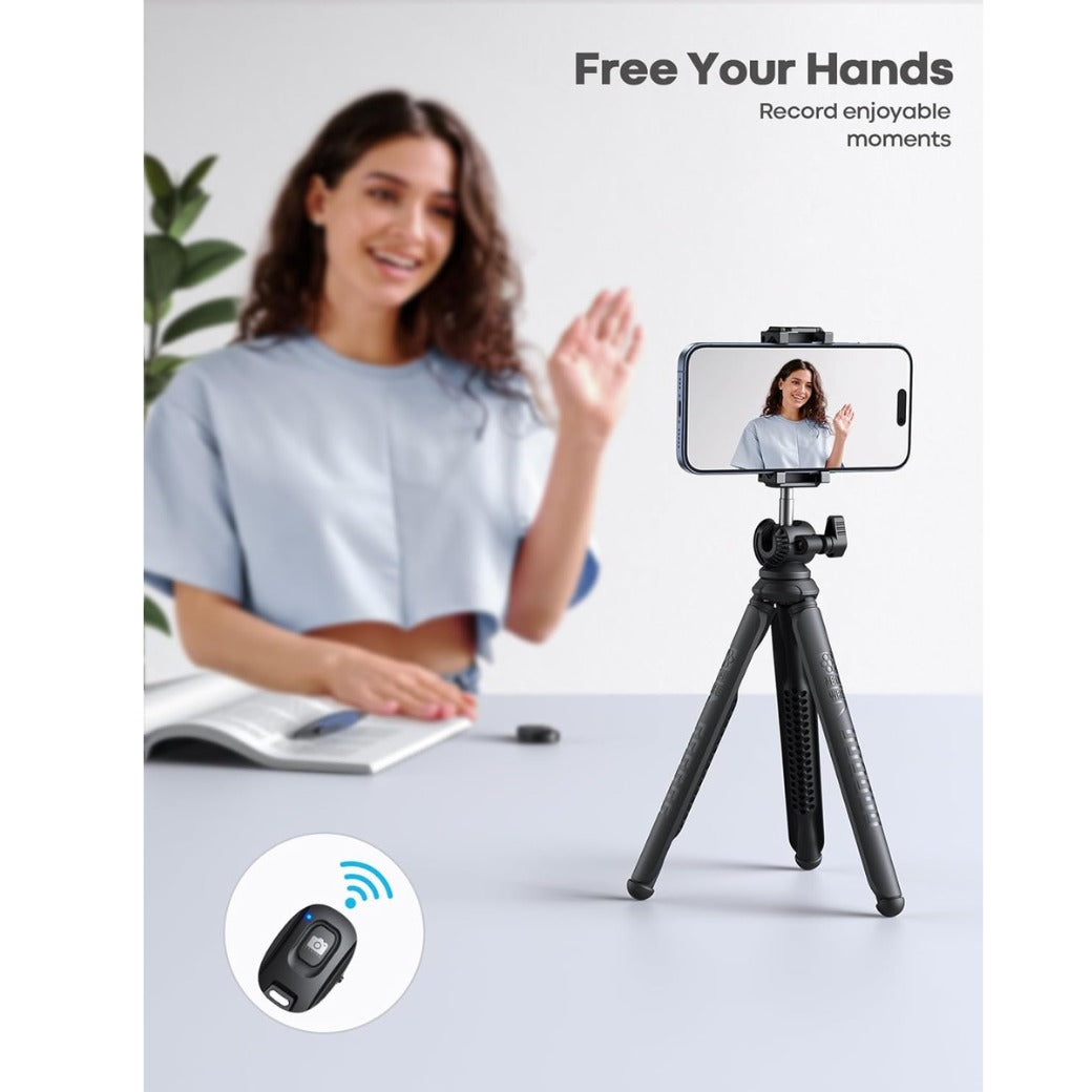 Lamicall Mobile Phone Tripod, Flexible Camera Tripod - Mini Cellphone Tripod Stand Holder, 360° Rotating Travel Smartphone Tripods Mount for Live Streaming, Cellphone, Camera