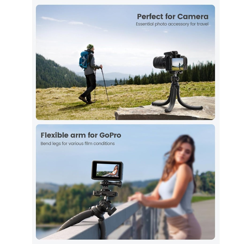 Lamicall Mobile Phone Tripod, Flexible Camera Tripod - Mini Cellphone Tripod Stand Holder, 360° Rotating Travel Smartphone Tripods Mount for Live Streaming, Cellphone, Camera