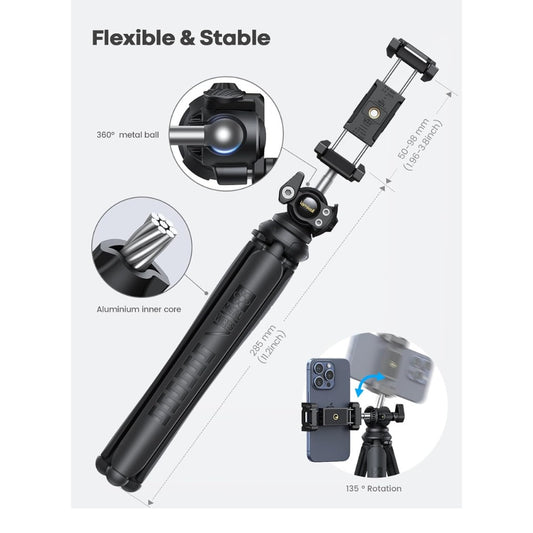 Lamicall Mobile Phone Tripod, Flexible Camera Tripod - Mini Cellphone Tripod Stand Holder, 360° Rotating Travel Smartphone Tripods Mount for Live Streaming, Cellphone, Camera