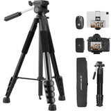 CONCEPT 75"/190cm Compact Camera Tripod, Lightweight Travel Tripod for DSLR Camera and Phone, Video Tripod Stand with Phone Clip, Bluetooth,.