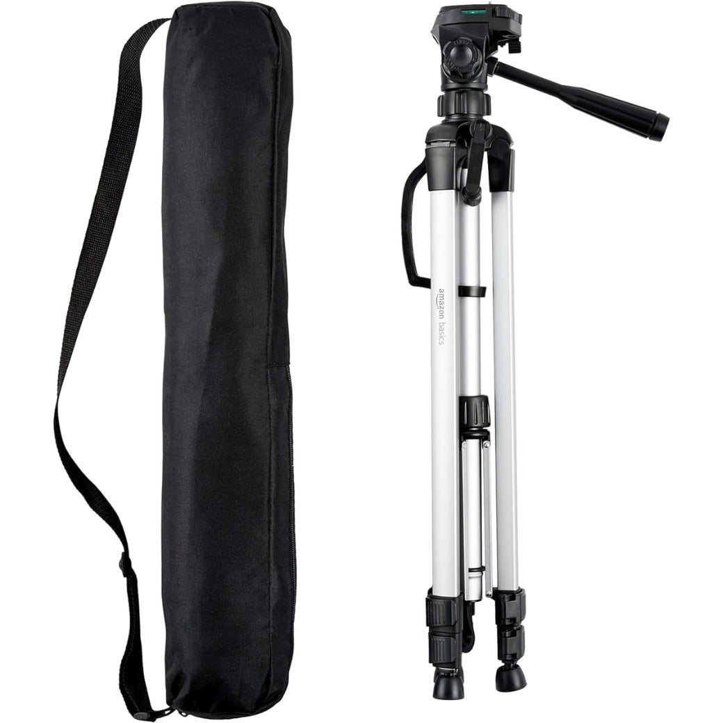 Basics 152 cm (60-Inch) Lightweight Camera, DSLR and Binocular Tripod with Bag, Black