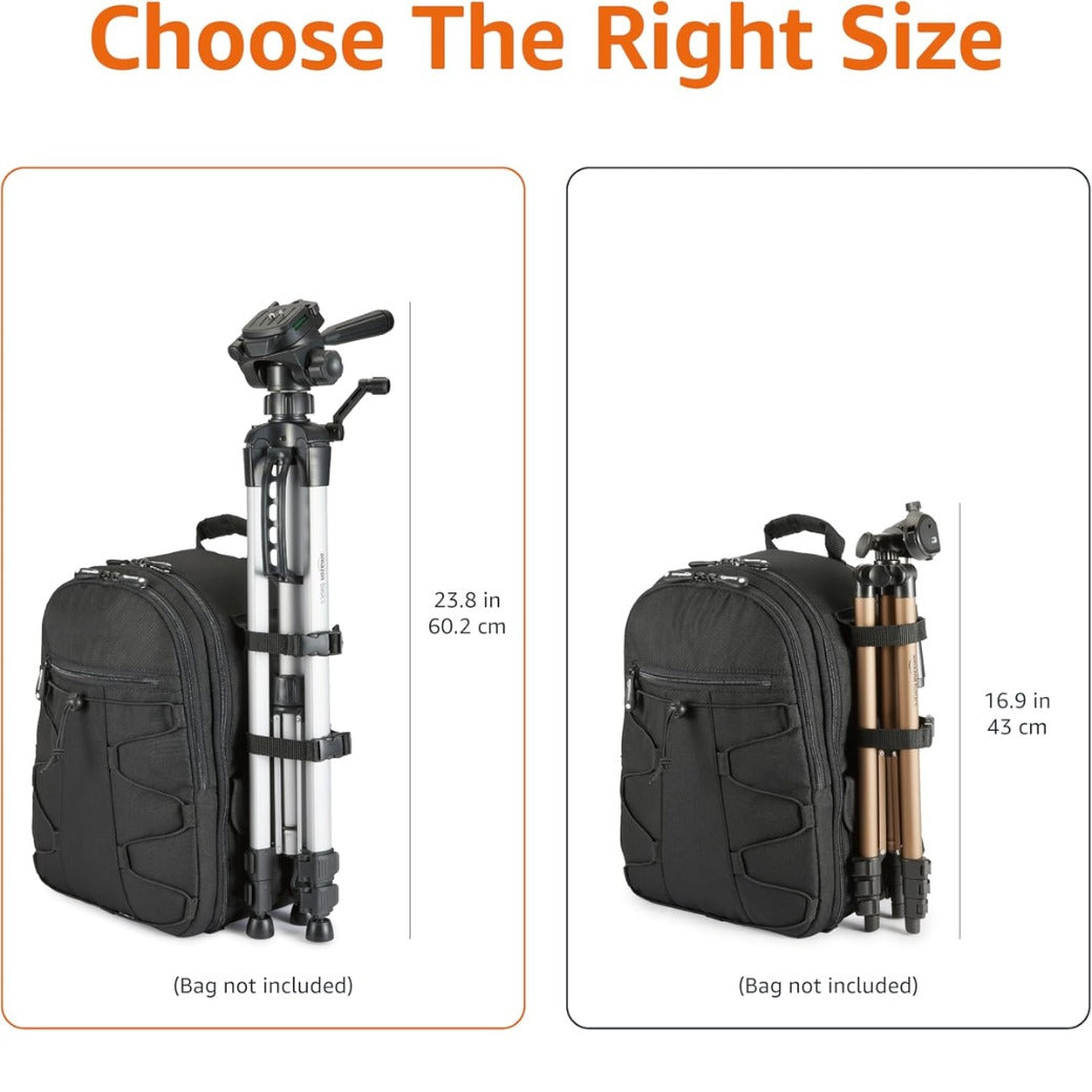 Basics 152 cm (60-Inch) Lightweight Camera, DSLR and Binocular Tripod with Bag, Black