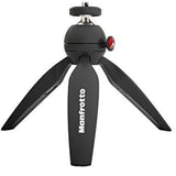 MTPIXIMII-B, PIXI Mini Camera Tripod with Handgrip for Compact System Cameras, for DSLR, Mirrorless, Video, Made in Italy, Technopolymer and Aluminium, Table Tripod, Black