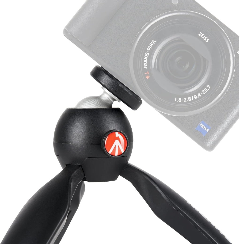 MTPIXIMII-B, PIXI Mini Camera Tripod with Handgrip for Compact System Cameras, for DSLR, Mirrorless, Video, Made in Italy, Technopolymer and Aluminium, Table Tripod, Black