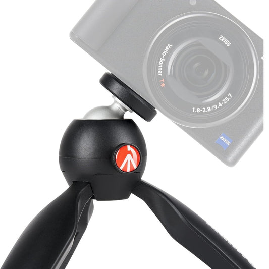 MTPIXIMII-B, PIXI Mini Camera Tripod with Handgrip for Compact System Cameras, for DSLR, Mirrorless, Video, Made in Italy, Technopolymer and Aluminium, Table Tripod, Black