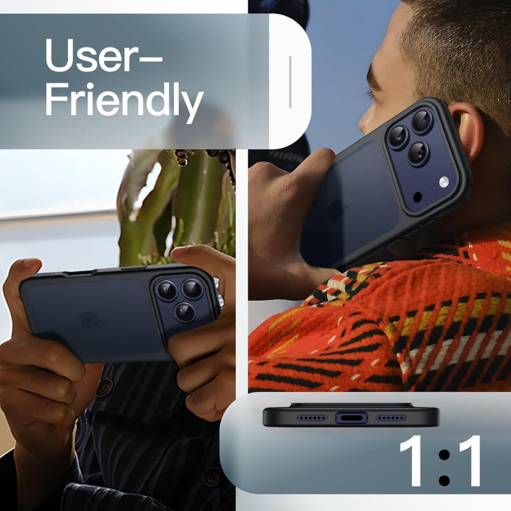 JETech Matte Case for iPhone 17 Pro Max 6.9-Inch, Shockproof Military Grade Drop Protection, Frosted Translucent Back Minimalist Phone Cover, Anti-Fingerprint (Black)