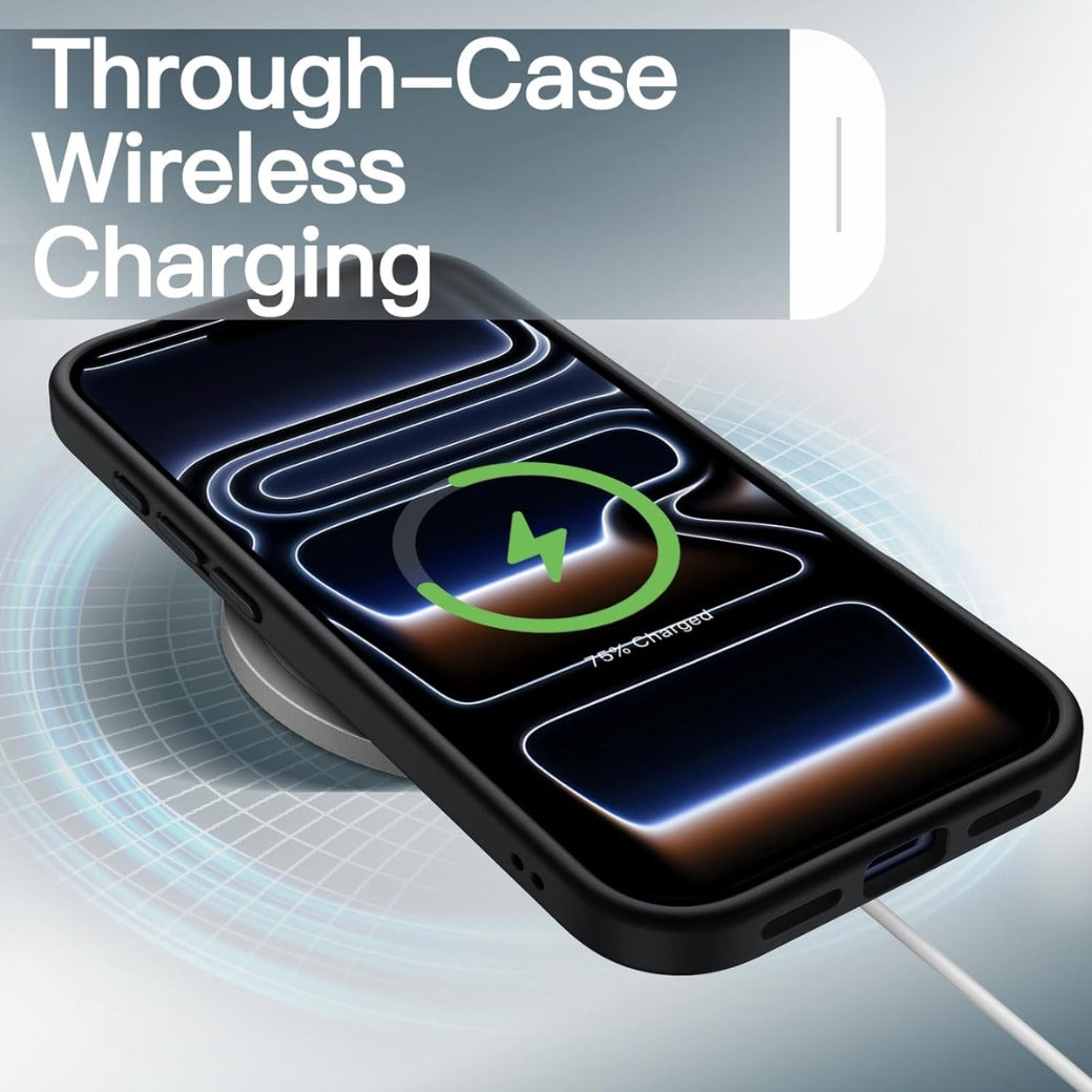 Magnetic Case for iPhone 17 Pro Max 6.9-Inch Compatible with MagSafe, Shockproof Slim Phone Cover with Built-in Camera Control Button, Matte Translucent Back (Black)