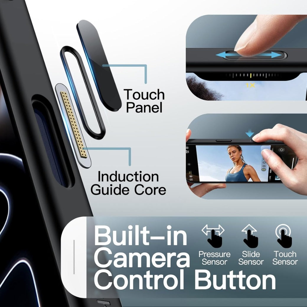 Magnetic Case for iPhone 17 Pro Max 6.9-Inch Compatible with MagSafe, Shockproof Slim Phone Cover with Built-in Camera Control Button, Matte Translucent Back (Black)