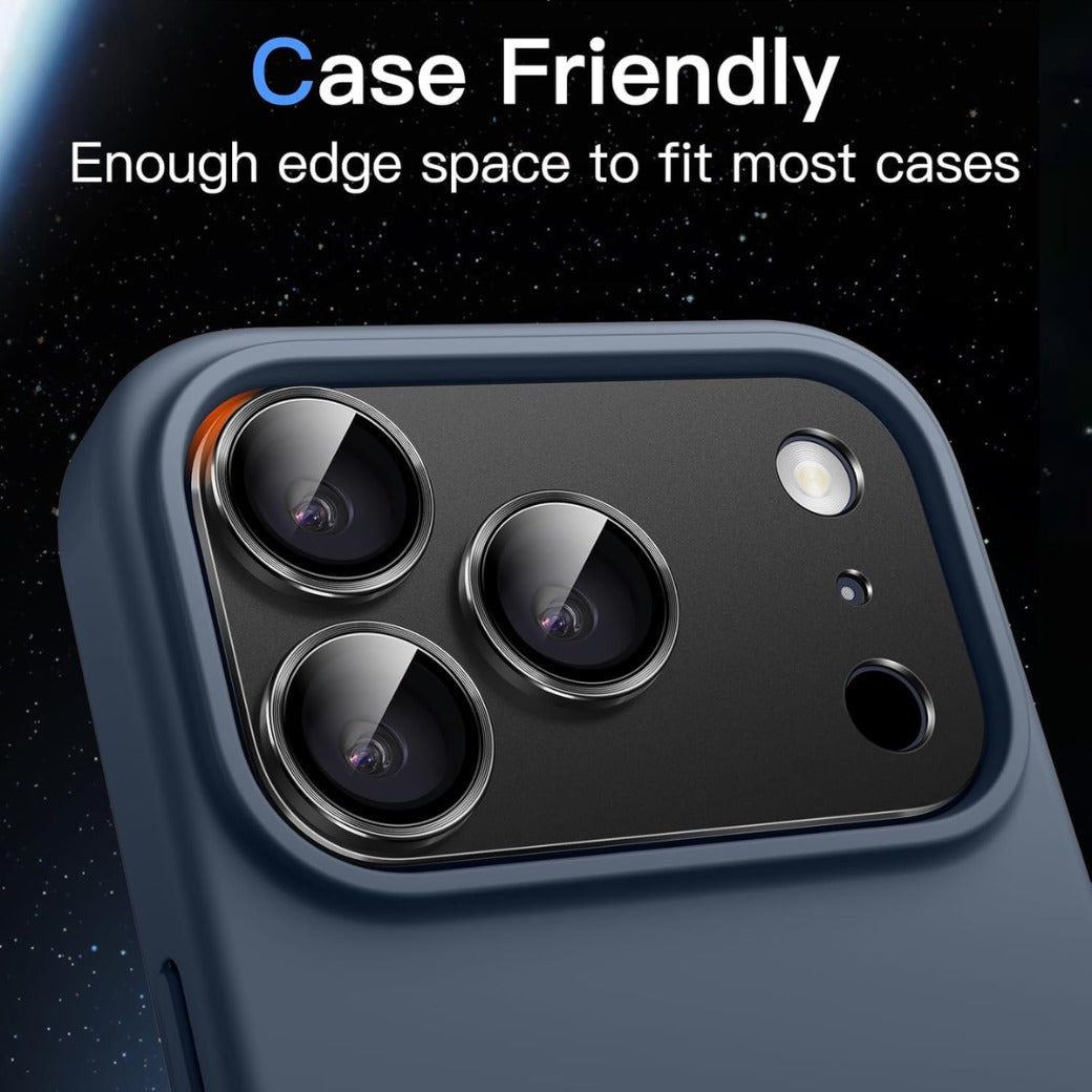 Camera Lens Protector for iPhone 17 Pro 6.3-Inch, Full Coverage 9H Tempered Glass Ring Cover, Matte Metal Plate, Case Friendly, 1-Pack (Black)