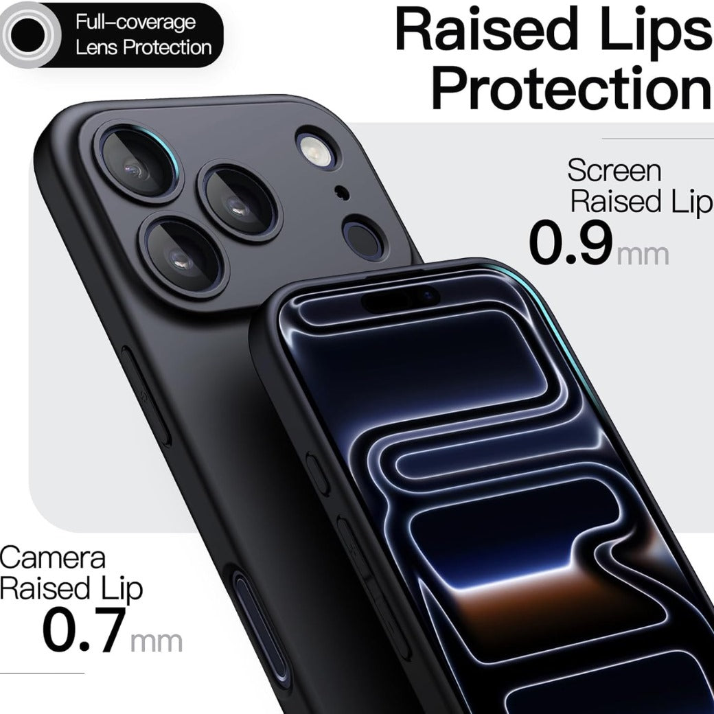 Camera Lens Protector for iPhone 17 Pro 6.3-Inch, Full Coverage 9H Tempered Glass Ring Cover, Matte Metal Plate, Case Friendly, 1-Pack (Black)