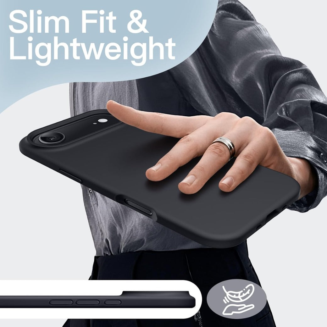 Liquid Silicone Case for iPhone 17 Air, Silky Soft Touch Full-Body Protection, Anti-Scratch Shockproof Phone Cover with Microfiber Lining, 6.5-Inch Display (Black)