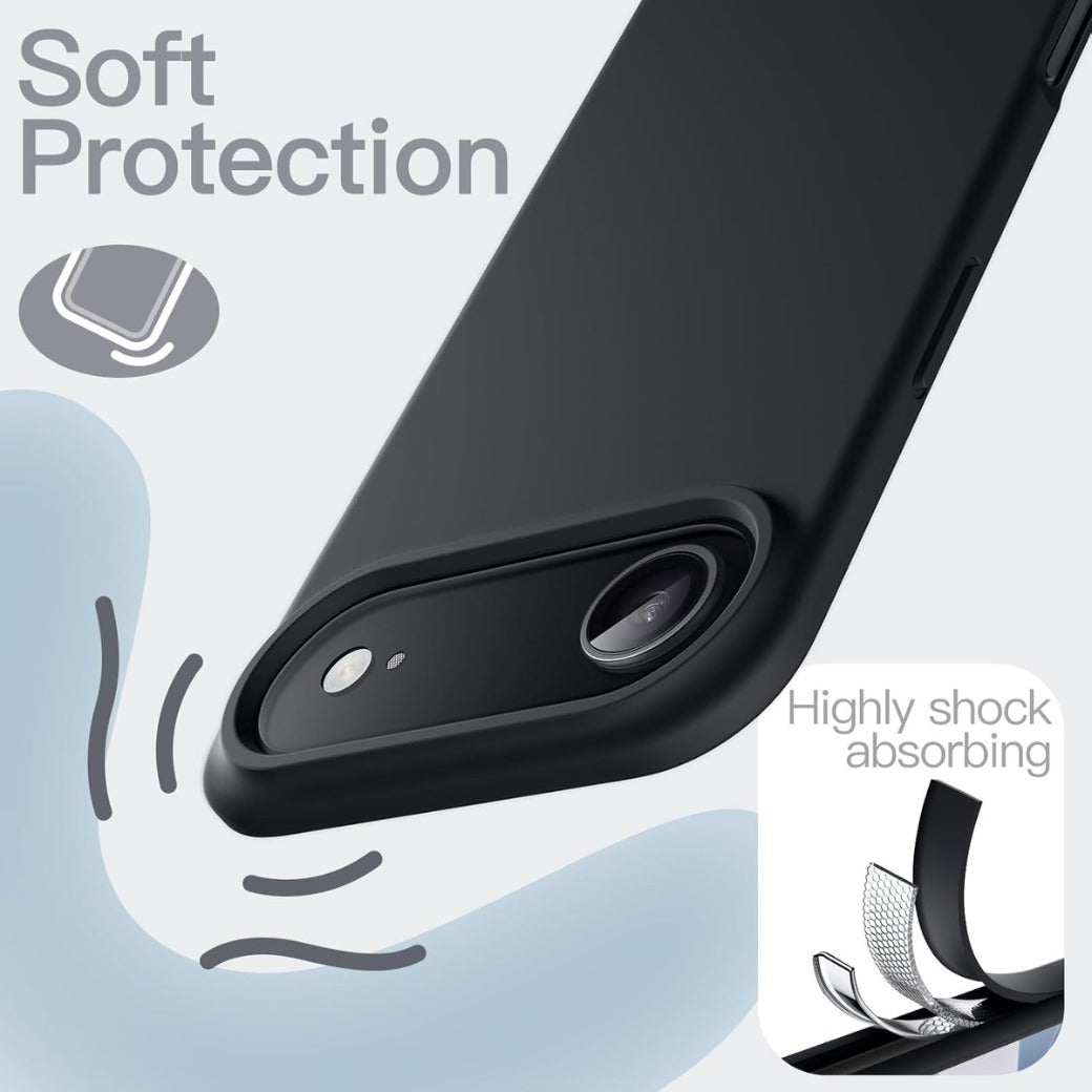Liquid Silicone Case for iPhone 17 Air, Silky Soft Touch Full-Body Protection, Anti-Scratch Shockproof Phone Cover with Microfiber Lining, 6.5-Inch Display (Black)