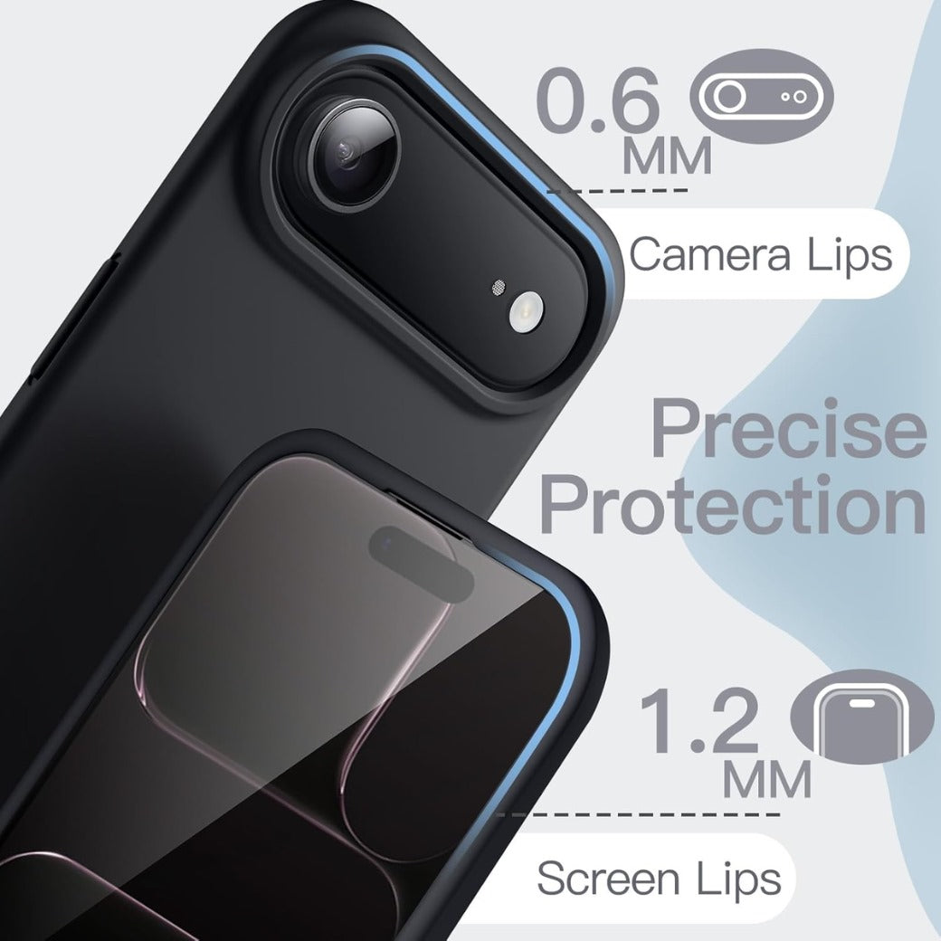 Liquid Silicone Case for iPhone 17 Air, Silky Soft Touch Full-Body Protection, Anti-Scratch Shockproof Phone Cover with Microfiber Lining, 6.5-Inch Display (Black)