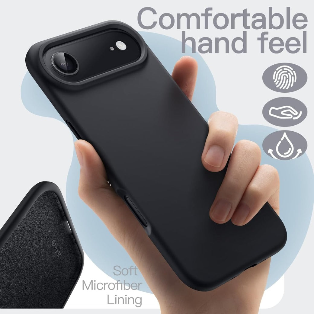 Liquid Silicone Case for iPhone 17 Air, Silky Soft Touch Full-Body Protection, Anti-Scratch Shockproof Phone Cover with Microfiber Lining, 6.5-Inch Display (Black)