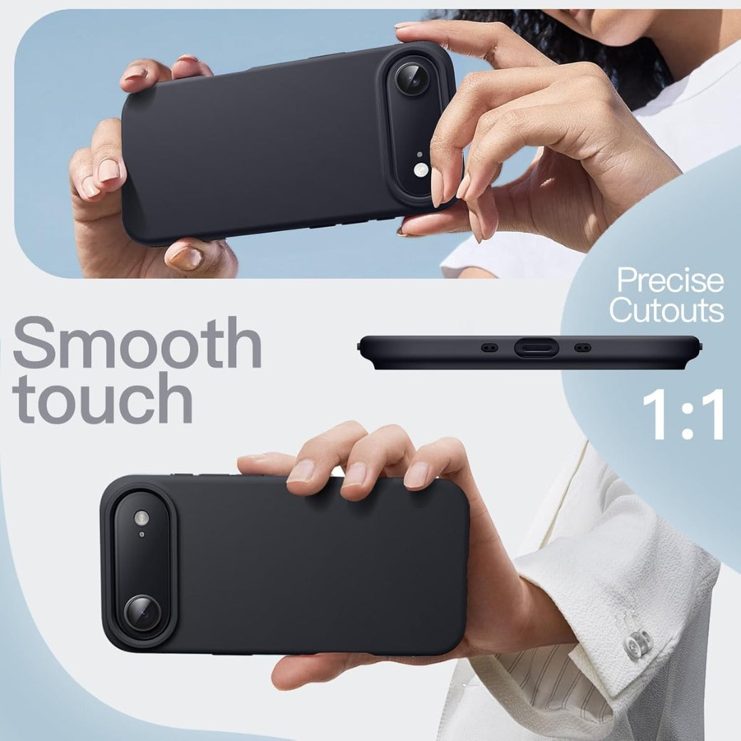 Liquid Silicone Case for iPhone 17 Air, Silky Soft Touch Full-Body Protection, Anti-Scratch Shockproof Phone Cover with Microfiber Lining, 6.5-Inch Display (Black)