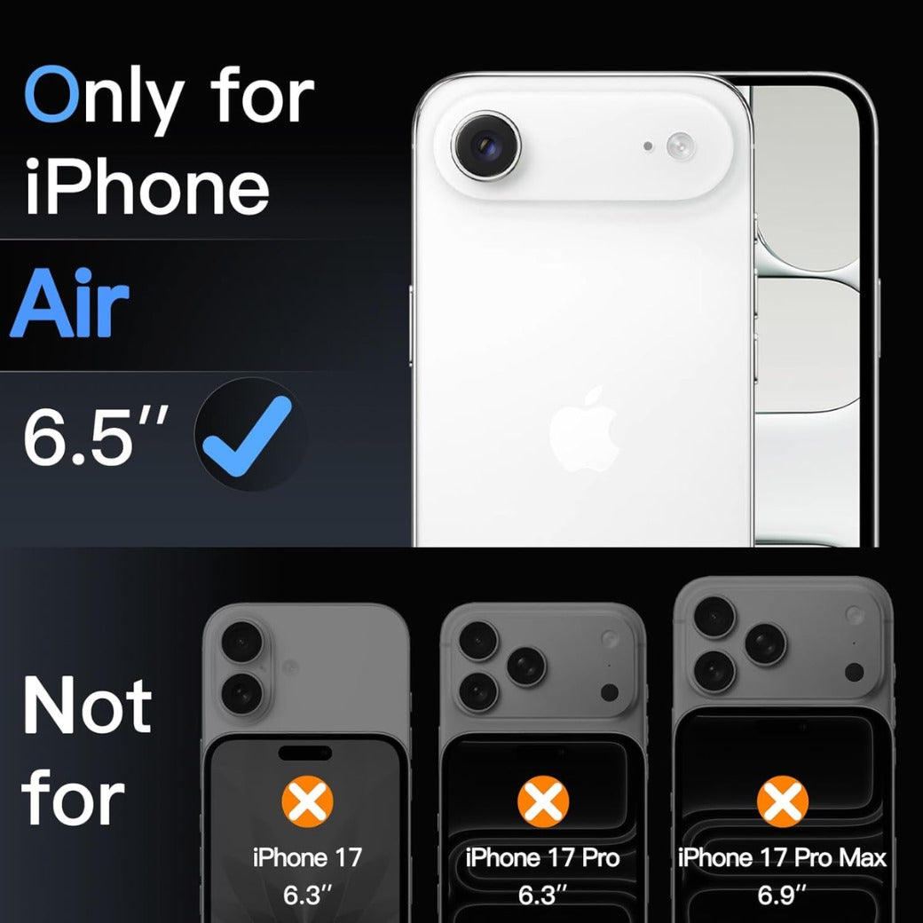 Camera Lens Protector for iPhone 17 Air, 9H Tempered Glass, Anti-Scratch, Case Friendly, Does Not Affect Night Shots, HD Clear, 6.5-Inch Display, 3-Pack (Clear)