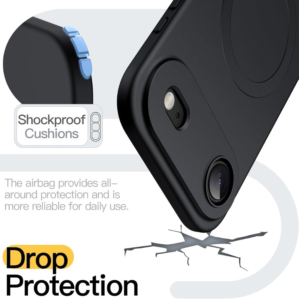 Magnetic Case for iPhone 17 Air Compatible with MagSafe, Camera Lens Full Protection, Soft TPU Protective Phone Cover with Matte Finish, Shockproof, 6.5-Inch Display (Black)