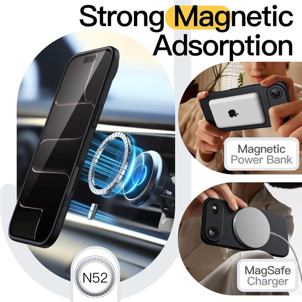 Magnetic Case for iPhone 17 Air Compatible with MagSafe, Camera Lens Full Protection, Soft TPU Protective Phone Cover with Matte Finish, Shockproof, 6.5-Inch Display (Black)