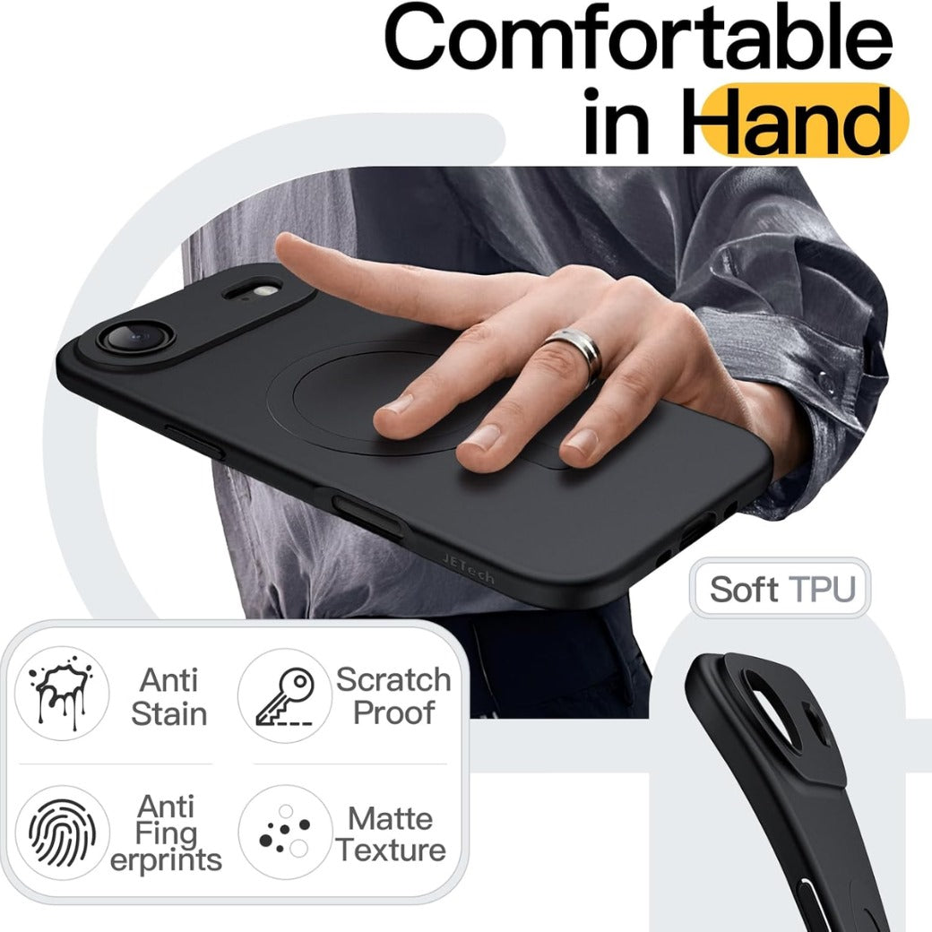 Magnetic Case for iPhone 17 Air Compatible with MagSafe, Camera Lens Full Protection, Soft TPU Protective Phone Cover with Matte Finish, Shockproof, 6.5-Inch Display (Black)