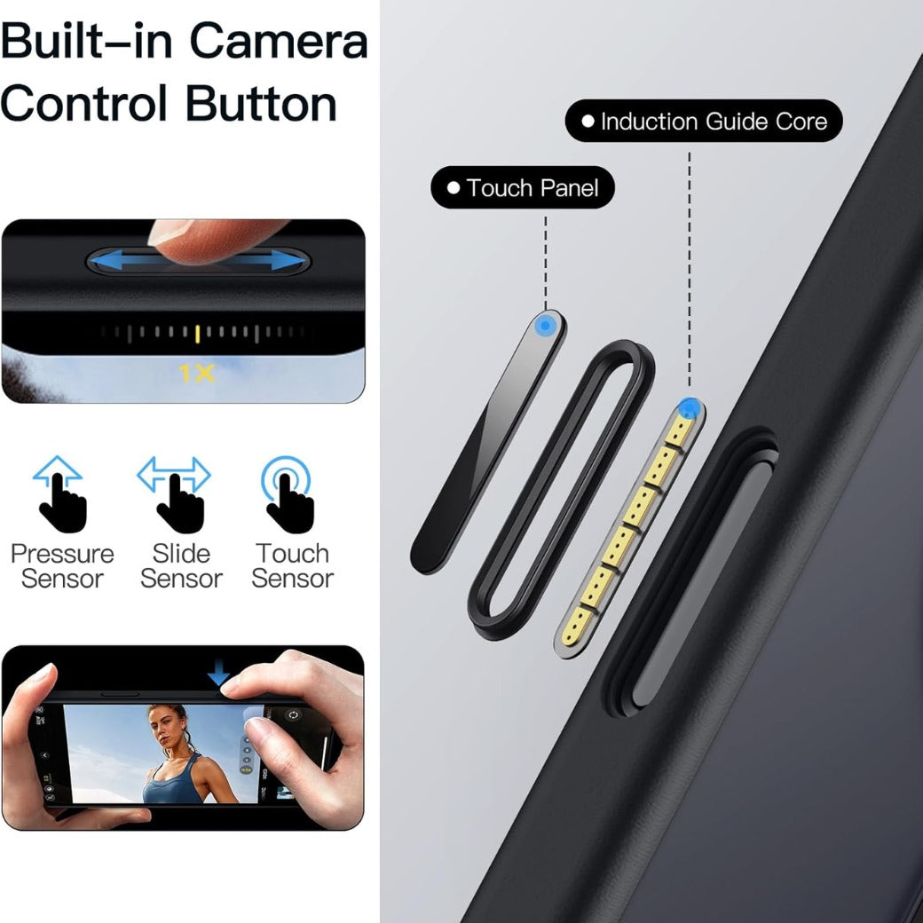 360 Degree Rotatable Ring Case for iPhone 17 Air with Camera Control Button, Compatible with MagSafe, Slim Shockproof Phone Cover with Stand & Ring Holder, 6.5-Inch Display (Black)