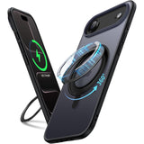 360 Degree Rotatable Ring Case for iPhone 17 Air with Camera Control Button, Compatible with MagSafe, Slim Shockproof Phone Cover with Stand & Ring Holder, 6.5-Inch Display (Black)