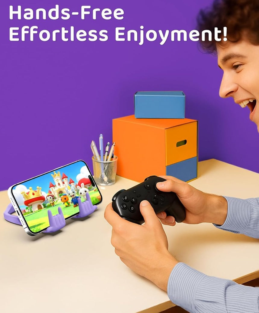 Stocking Stuffers for Teens Boys Girls Cell Phone Stand: 2 Pack Upgrade Adjustable Rock On Lazy Phone Holder for Desk Adults Men Women Gifts for Christmas Birthday Funny Cool Gadgets (Purple&Green)