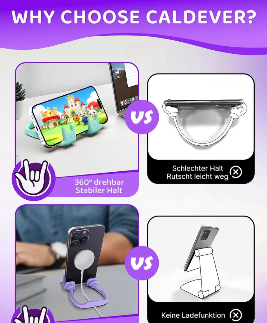 Stocking Stuffers for Teens Boys Girls Cell Phone Stand: 2 Pack Upgrade Adjustable Rock On Lazy Phone Holder for Desk Adults Men Women Gifts for Christmas Birthday Funny Cool Gadgets (Purple&Green)