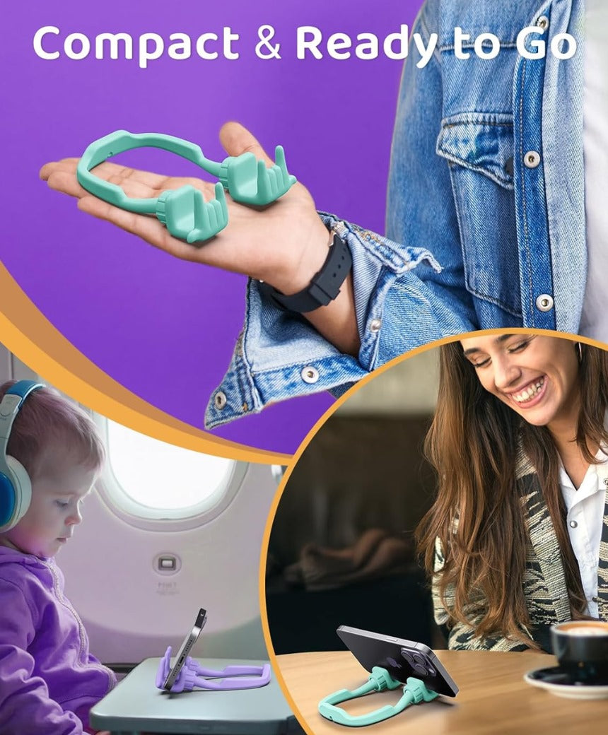 Stocking Stuffers for Teens Boys Girls Cell Phone Stand: 2 Pack Upgrade Adjustable Rock On Lazy Phone Holder for Desk Adults Men Women Gifts for Christmas Birthday Funny Cool Gadgets (Purple&Green)