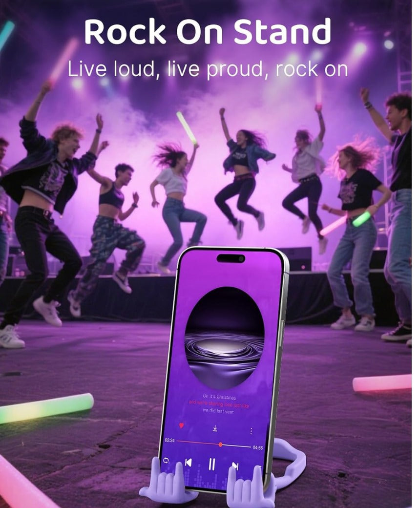 Stocking Stuffers for Teens Boys Girls Cell Phone Stand: 2 Pack Upgrade Adjustable Rock On Lazy Phone Holder for Desk Adults Men Women Gifts for Christmas Birthday Funny Cool Gadgets (Purple&Green)