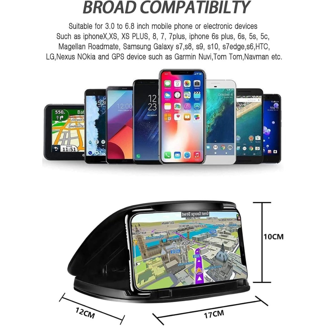 Car Mobile Phone Holder Cradles, Universal Mobile Phone Holder for Car Mount Dashboard Holder Fit for 3 to 6.8 inch Devices Compatible for iPhone, Samsung S22, S21, Huawei, GPS Devices