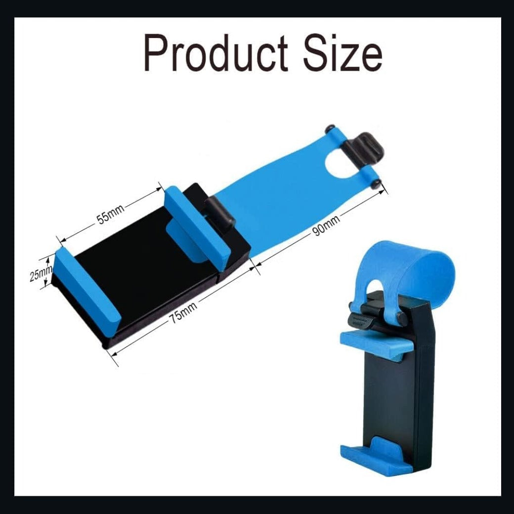 Car Steering Wheel Phone Mount, Blue, Portable Electronic Device Mount, Compatible with iPhone and Samsung (Blue)