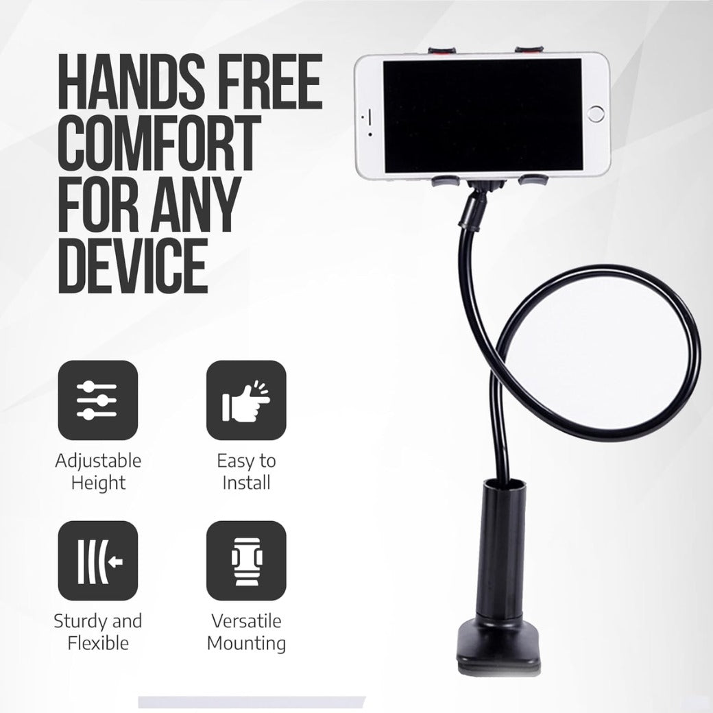 Gooseneck Phone Holder for Bed – 360° Adjustable Flexible Long Arm Stand with Sturdy Clip for Desk Secret Santa Present – Compatible with iPhone, Samsung & More