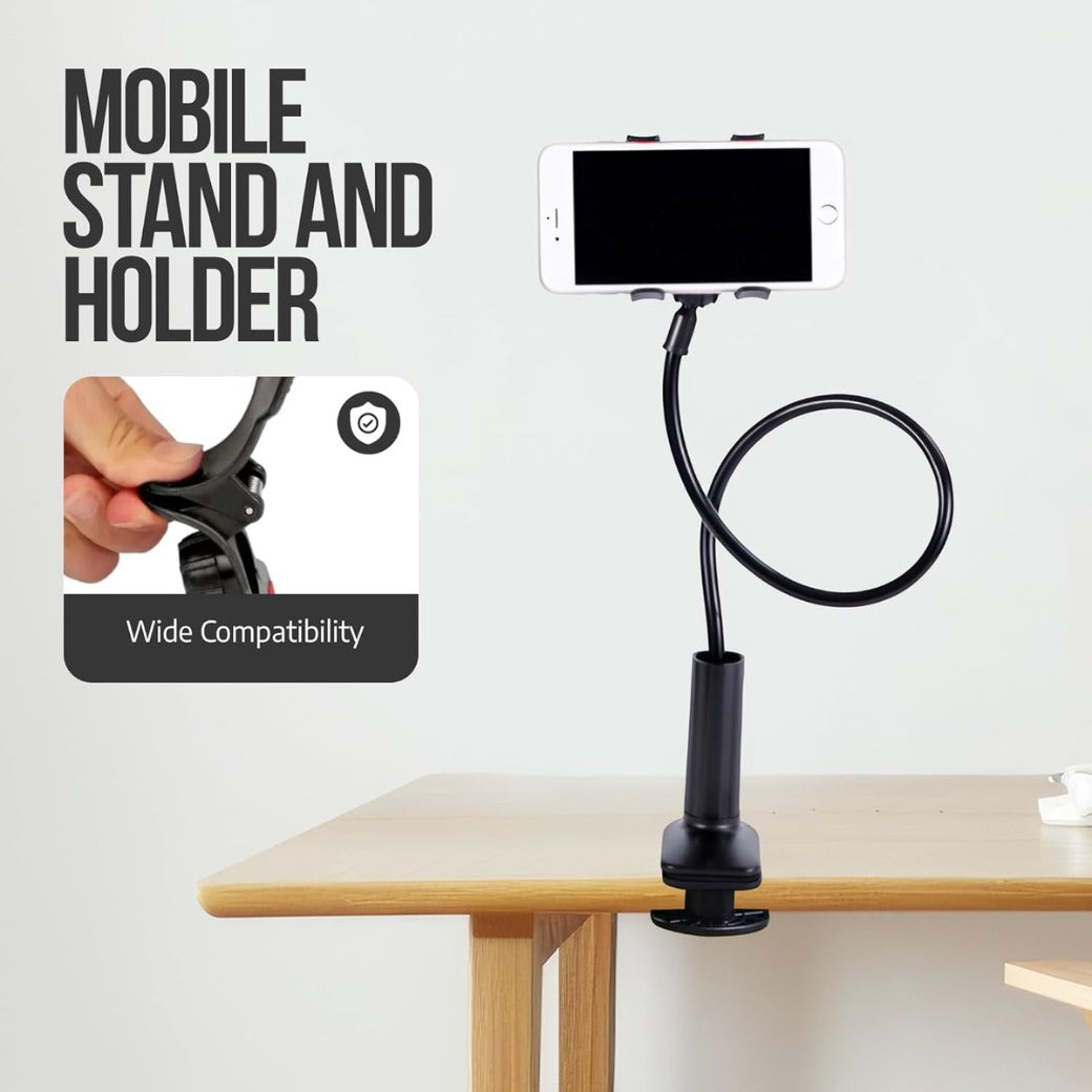 Gooseneck Phone Holder for Bed – 360° Adjustable Flexible Long Arm Stand with Sturdy Clip for Desk Secret Santa Present – Compatible with iPhone, Samsung & More