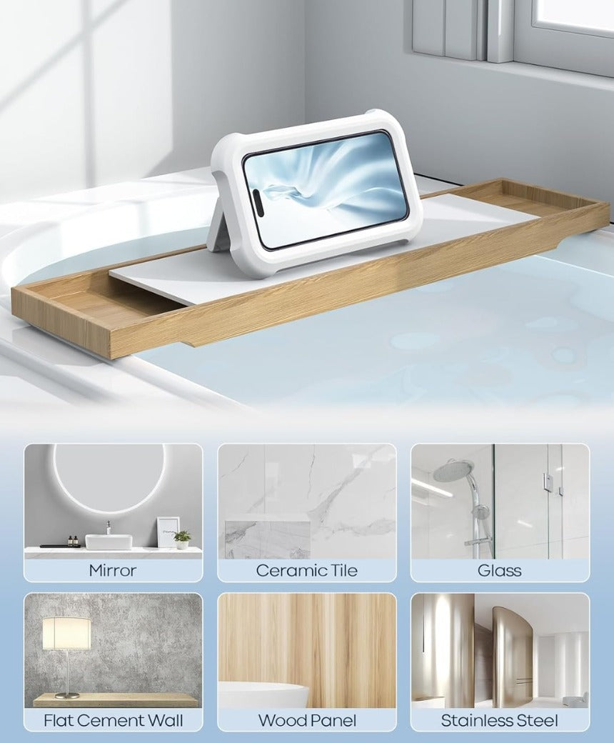 Shower Phone Holder Waterproof - 480° Rotation Wall Mount Shower Phone Case, Anti-Fog, High Sensitive HD Touchscreen Shower Phone Mount for Bathroom Bathtub Kitchen, Fit 4-7" Phone - White