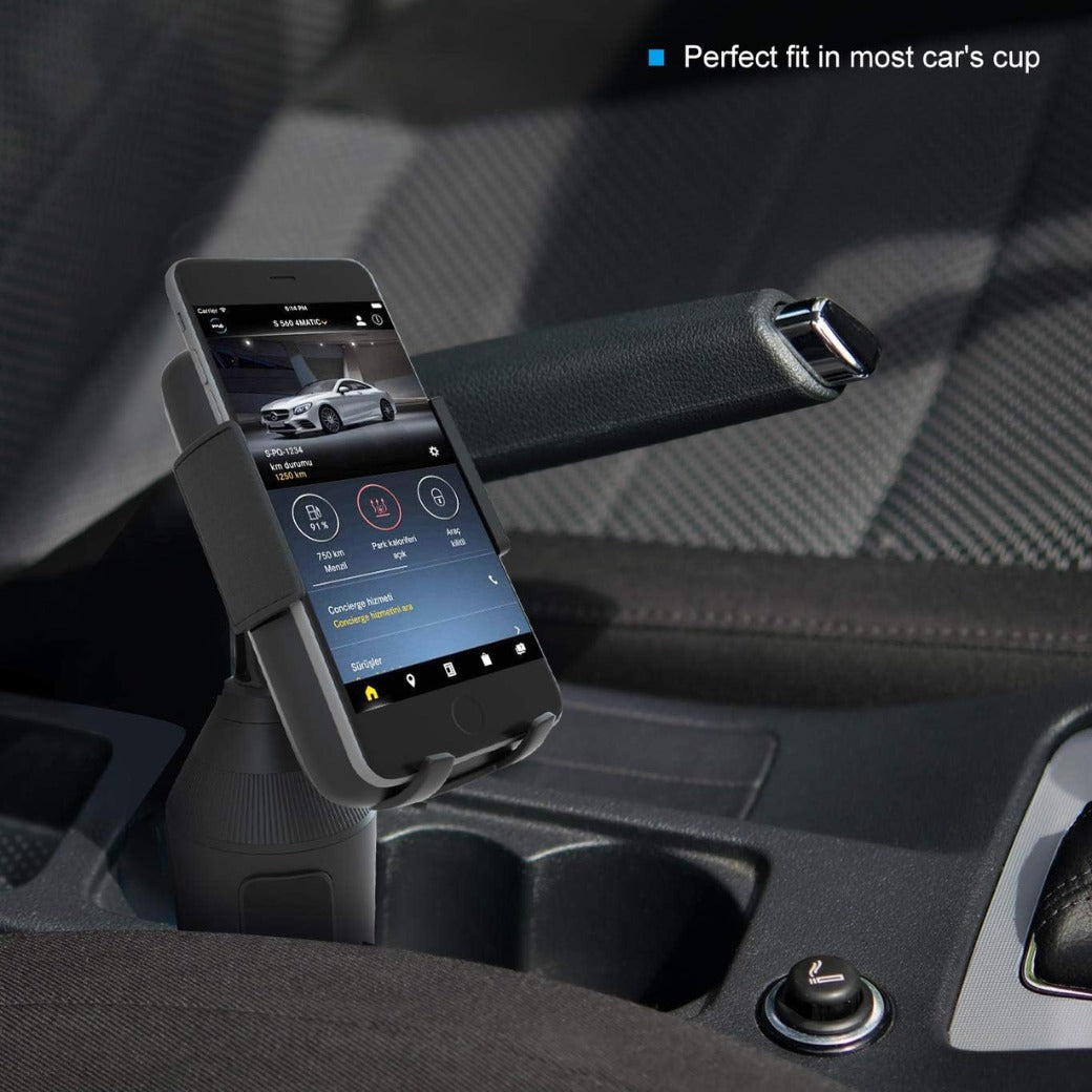 SEEKONE Universal Car Phone Holder Cup Holder Cell Phone Mount with Three-Side Grips and One-Touch Design Compatible with All Smart Phone