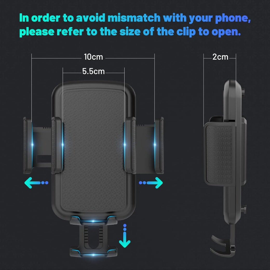 SEEKONE Universal Car Phone Holder Cup Holder Cell Phone Mount with Three-Side Grips and One-Touch Design Compatible with All Smart Phone