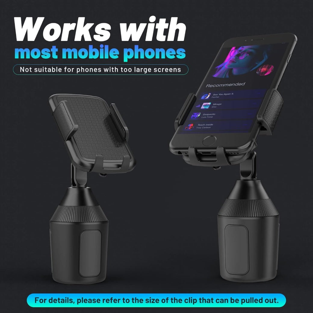 SEEKONE Universal Car Phone Holder Cup Holder Cell Phone Mount with Three-Side Grips and One-Touch Design Compatible with All Smart Phone