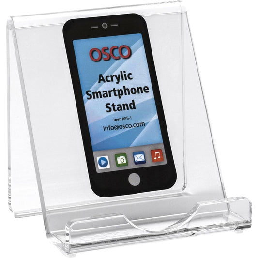 Clear Acrylic Smartphone Dock Stand, Elegant Desk & Bedside Holder with Glass-Look Finish, Universal Mobile Compatibility, Non-Slip Feet, Compact 9×8.5×7.2 cm