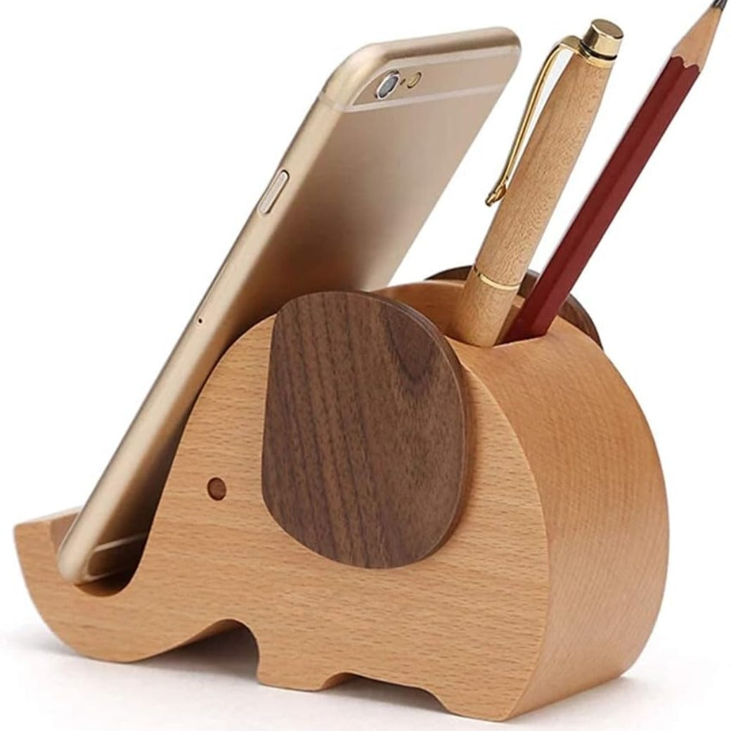 Birthday Gifts for Women: Wooden Pen Phone Stand Elephant Phone Holder Animal Phone Stand - Wood Ladies Christmas Gifts for Female Friend Sister Wife Daughter Mum