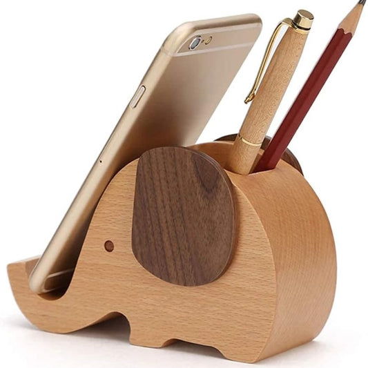 Birthday Gifts for Women: Wooden Pen Phone Stand Elephant Phone Holder Animal Phone Stand - Wood Ladies Christmas Gifts for Female Friend Sister Wife Daughter Mum