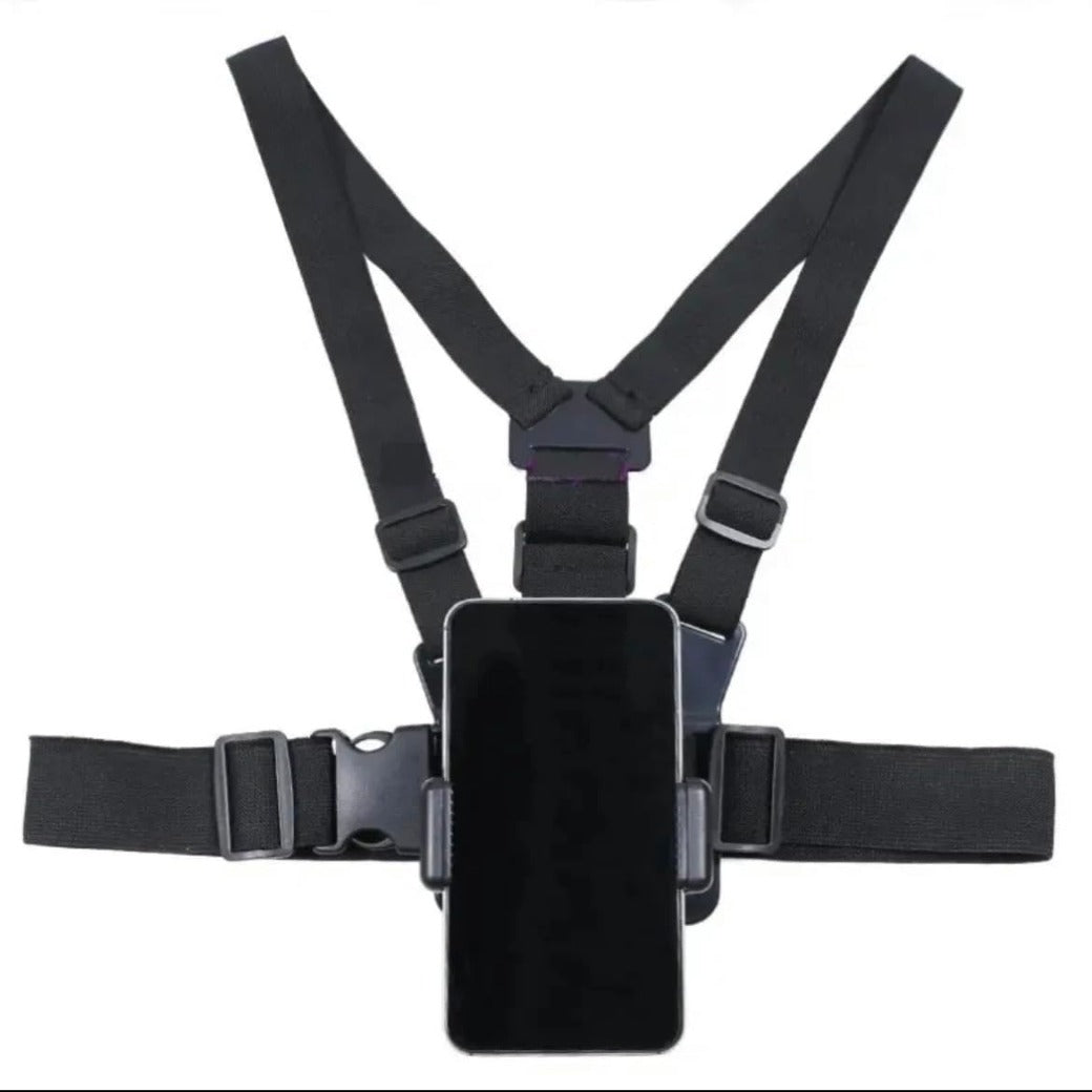 Chest Mount Harness and Backpack Shoulder Strap Mount with Phone Clip for Action Camera and Phone Filming Accessories
