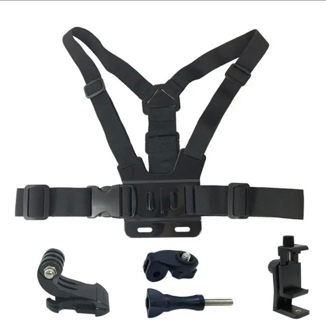 Chest Mount Harness and Backpack Shoulder Strap Mount with Phone Clip for Action Camera and Phone Filming Accessories