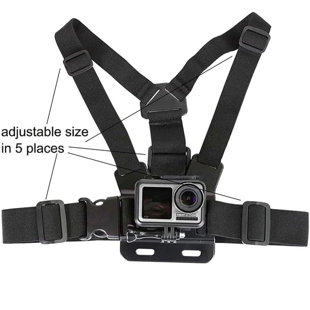 Chest Mount Harness and Backpack Shoulder Strap Mount with Phone Clip for Action Camera and Phone Filming Accessories